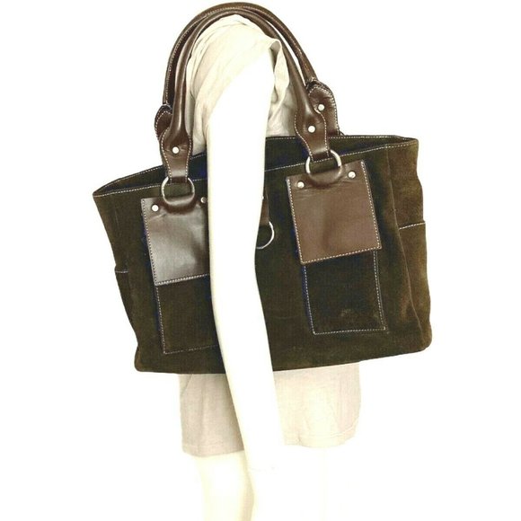Levenger Suede Leather Dark Brown Shoulder Hand ba - Picture 10 of 10